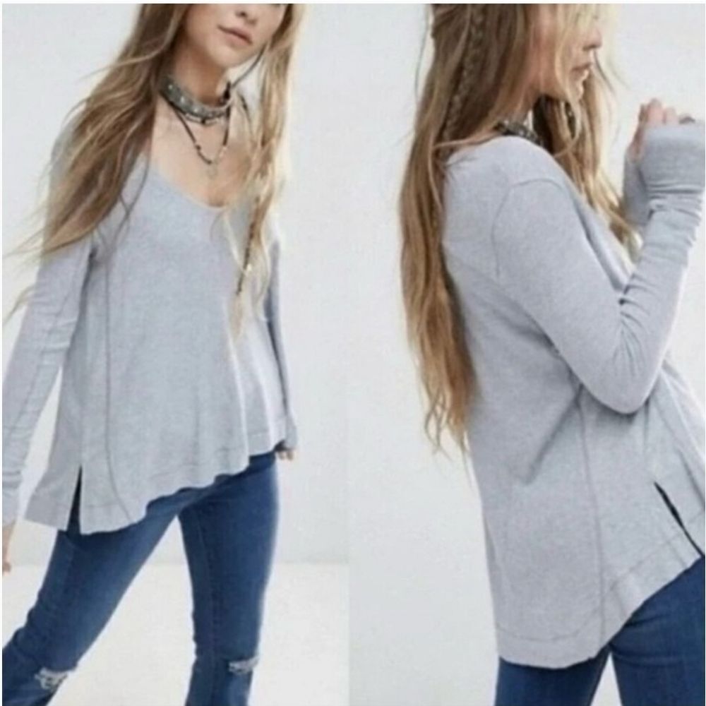 We The Free Gray Women's Long Sleeve Top